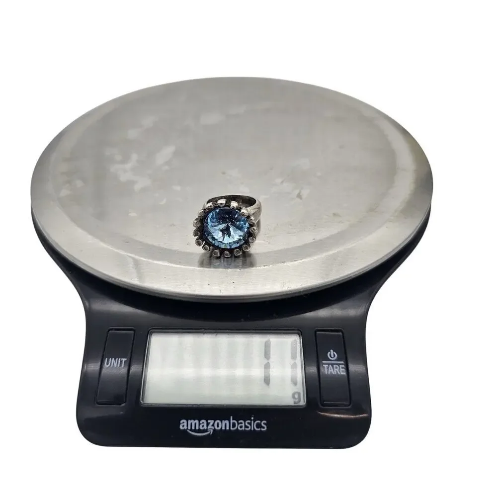Vtg Avant Garde Sterling Silver Blue Stone Cocktail Ring Size 5.5 Signed